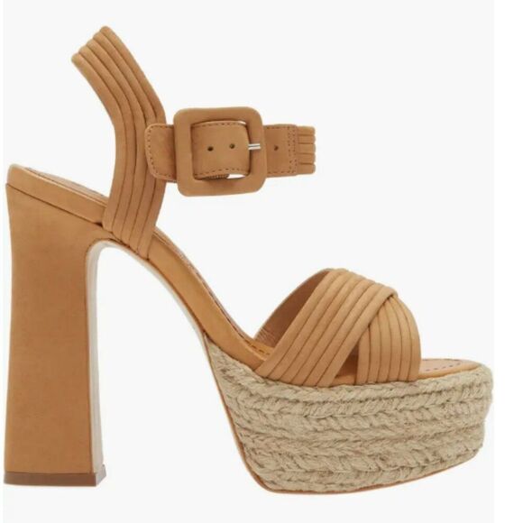 Schutz Blisse Platform Sandal Blisse Platform Jute-Wrapped Heel Sandal Tan Sz 10 - Picture 7 of 11
